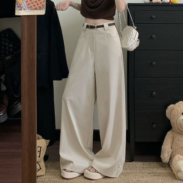 Trendycas-High Rise Plain Baggy Pants