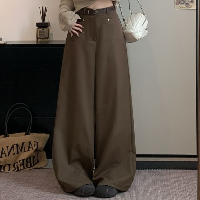 Trendycas-High Rise Plain Baggy Pants