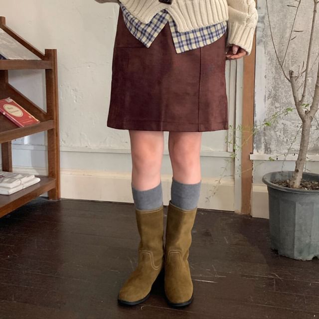 Trendycas-High Rise Plain Mini A-Line Skirt
