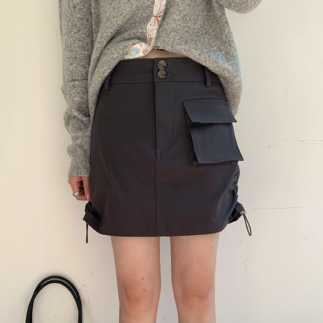 Trendycas-High Rise Plain Mini A-Line Skirt