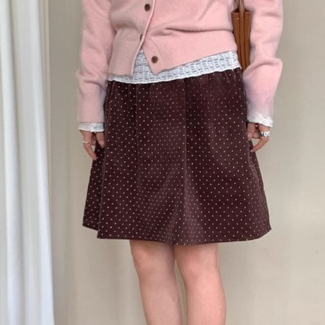 Trendycas-High Waist Dotted Mini Skirt