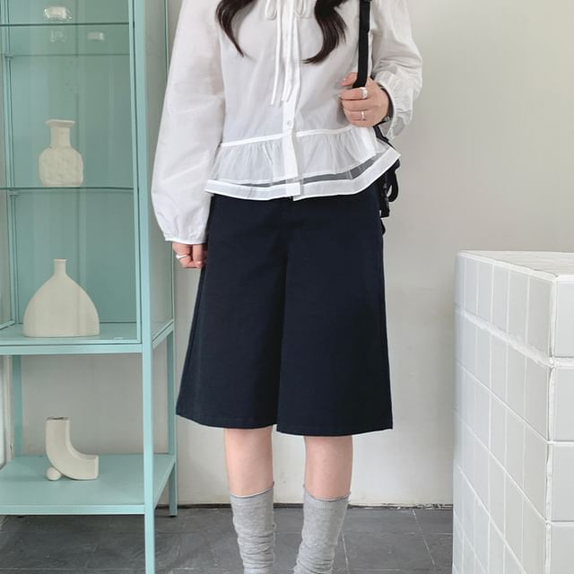 Trendycas-High Waist Plain Jorts