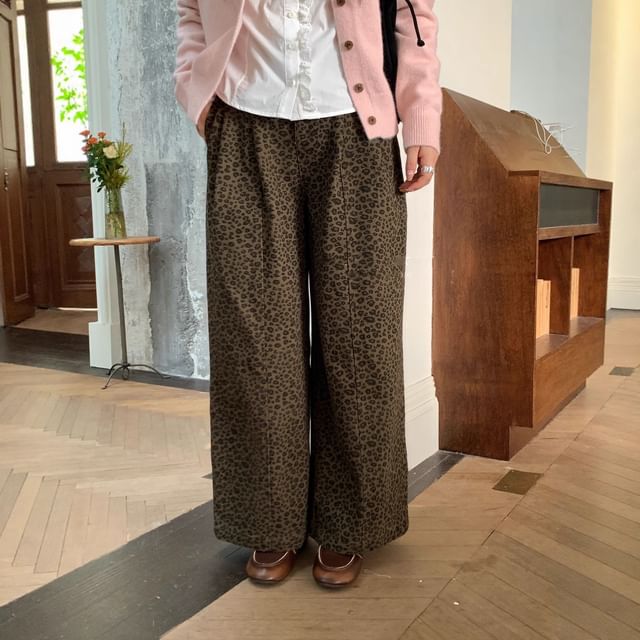 Trendycas-Leopard Wide-Leg Pants