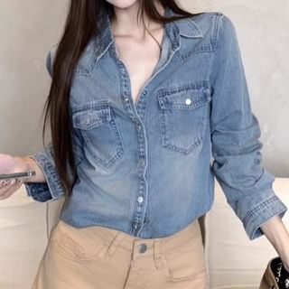 Trendycas-Long-Sleeve Denim Shirt