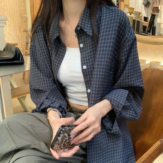 Trendycas-Long-Sleeve Plaid Shirt