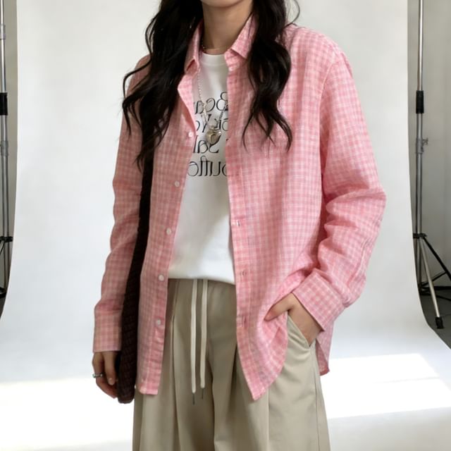 Trendycas-Long-Sleeve Plaid Shirt