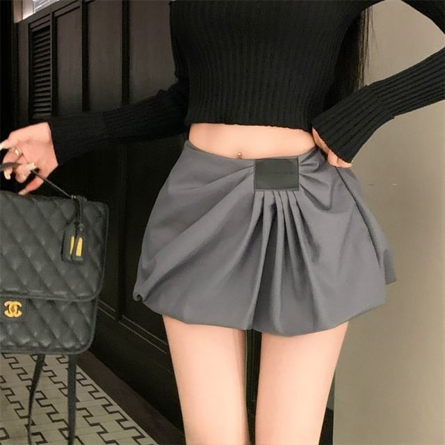 Trendycas-Low Rise Plain Mini A-Line Skirt