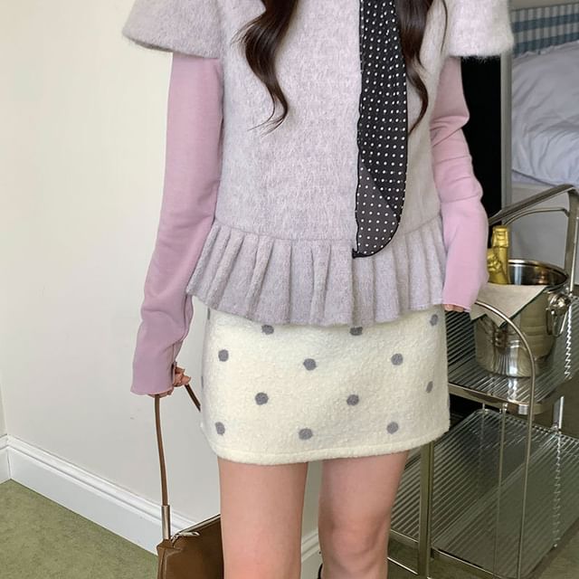 Trendycas-Mid Rise Dotted Mini Pencil Skirt