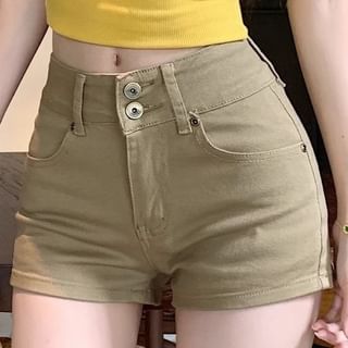 Trendycas-Mid Waist Plain Shorts
