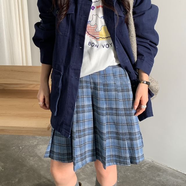 Trendycas-Plaid Pleated Skirt