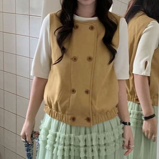 Trendycas-Plain Double-Breasted Vest