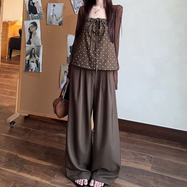 Trendycas-S Dotted Bow Flowy Tube Top