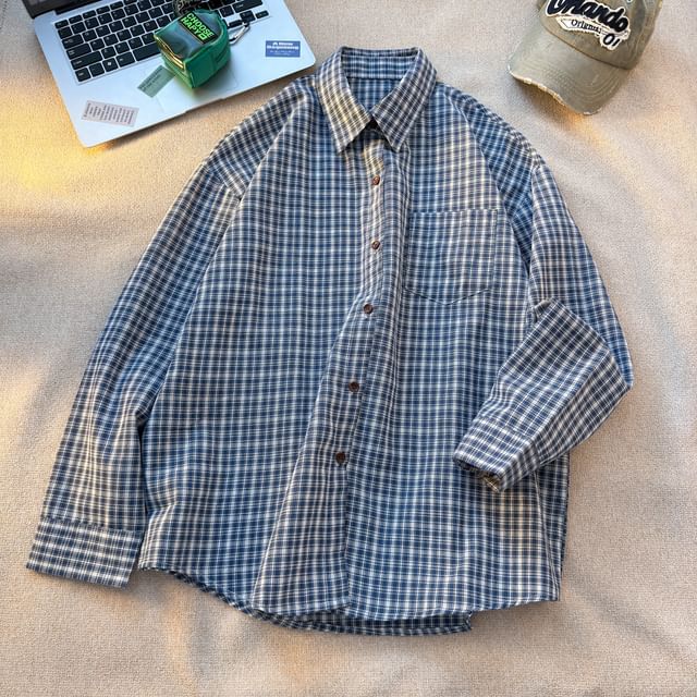 Trimecca-Long-Sleeve Plaid Shirt