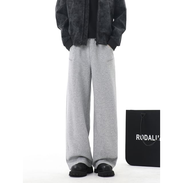 Trimecca-Mid Rise Plain Straight Leg Sweatpants