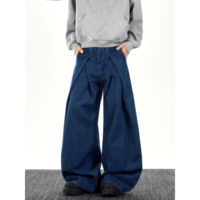 Trimecca-Mid Rise Washed Barrel Leg Jeans