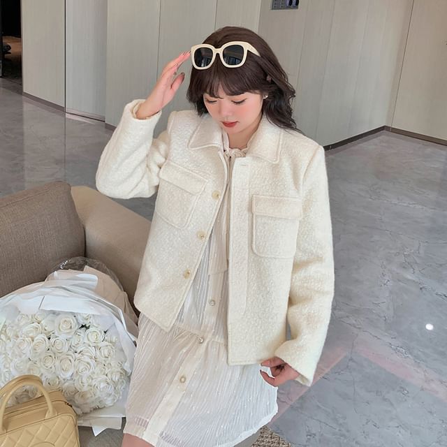 Tripoly-XL-4XL Collared Button-Up Plain Jacket