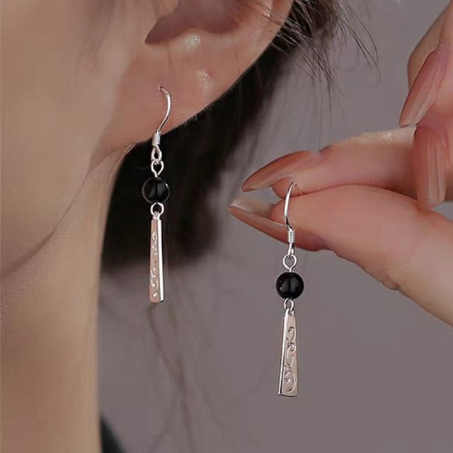 True Glam-925 Sterling Silver Bead Bar Dangle Earring