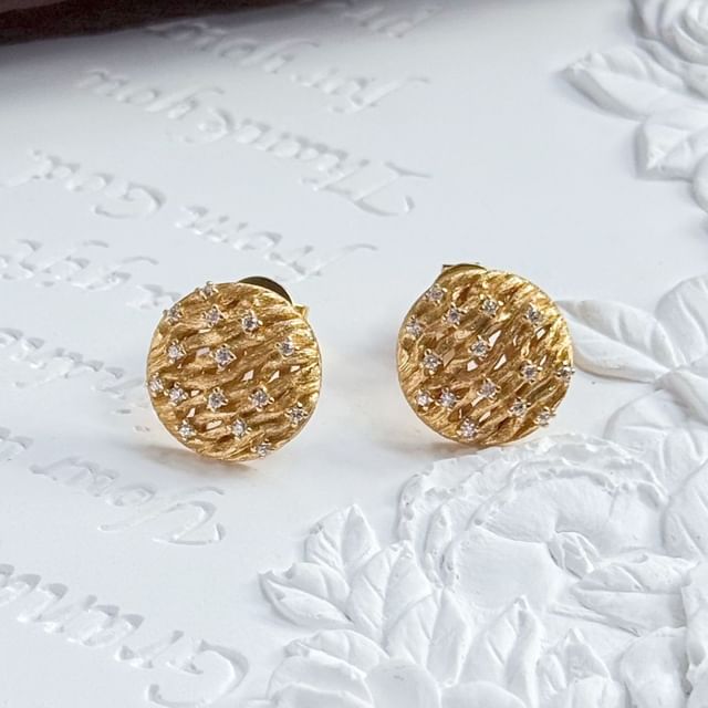 True Glam-CZ Disc Stud Earring