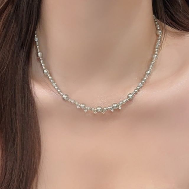 True Glam-Faux Pearl Choker