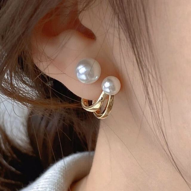 True Glam-Faux Pearl Layered Stud Earring