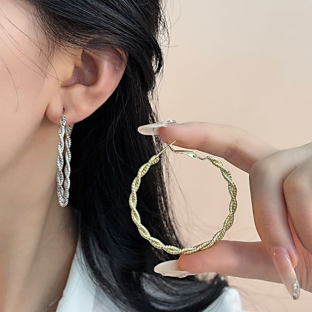 True Glam-Helical Alloy Hoop Earring