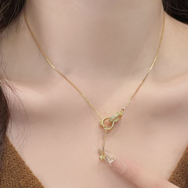 True Glam-Interlocking Hoop Alloy Lariat Necklace