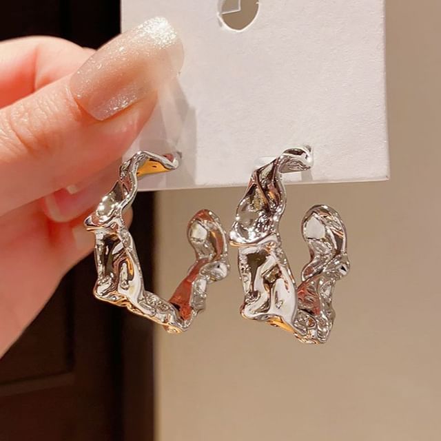 True Glam-Irregular Alloy Open Hoop Earring