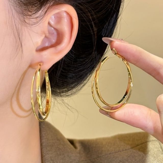 True Glam-Polished Layered Alloy Hoop Earring