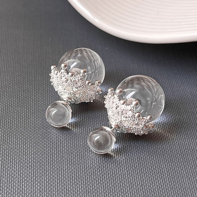 True Glam-Resin Bead Rhinestone Alloy Through Through Earring
