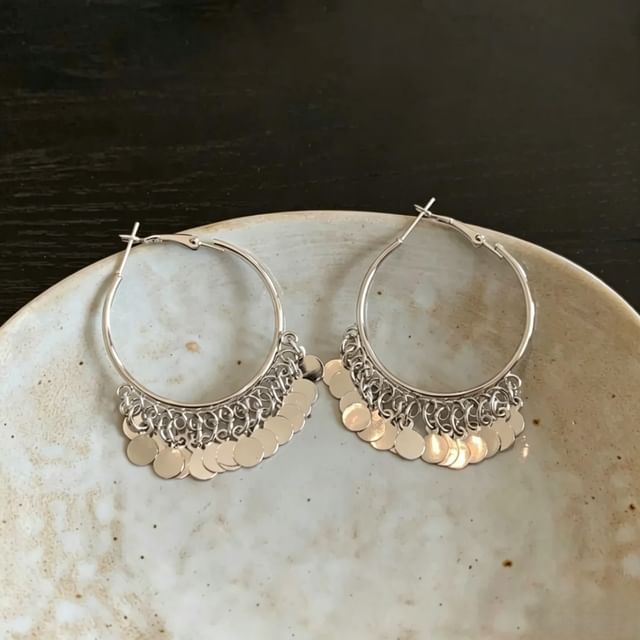 True Glam-Sequined Leverback Hoop Earring