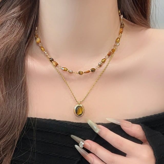 True Glam-Stone Beaded Pendant Necklace