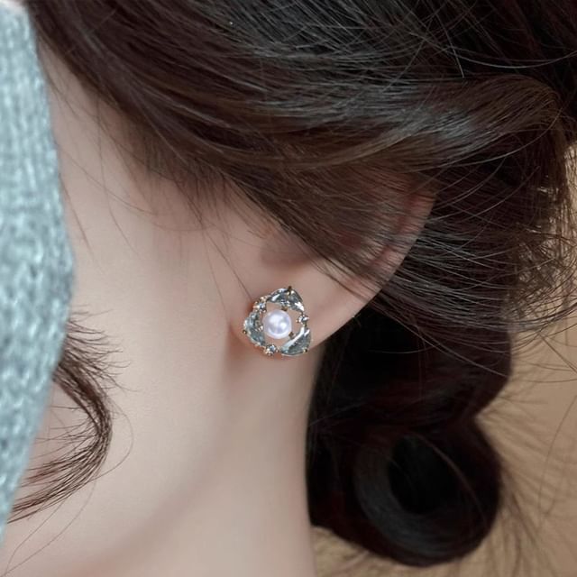 True Glam-Triangle Rhinestone Alloy Stud Earring