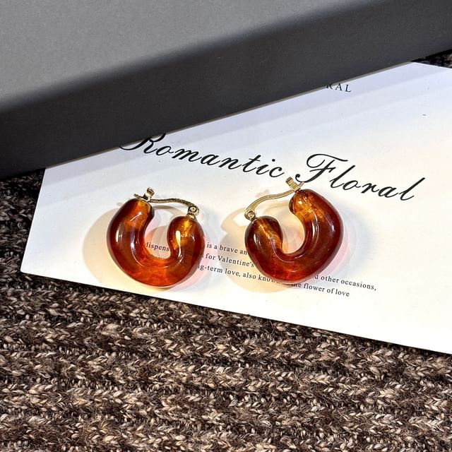 True Glam-U Shape Resin Leverback Hoop Earring