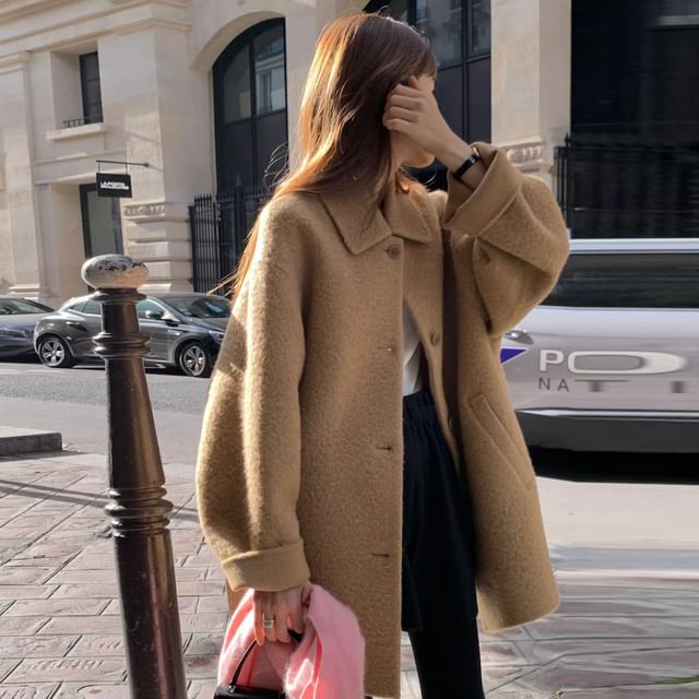 Tulstrix-Collared Button-Up Plain Coat