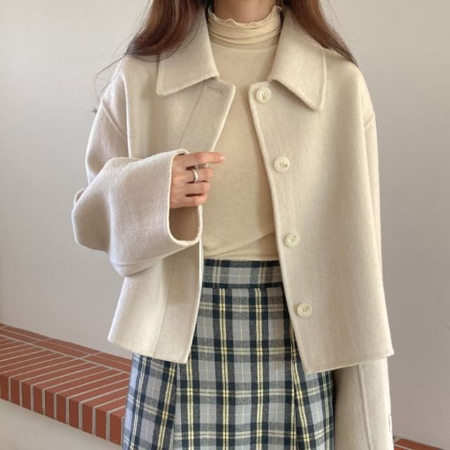 Tulstrix-Collared Button-Up Plain Jacket