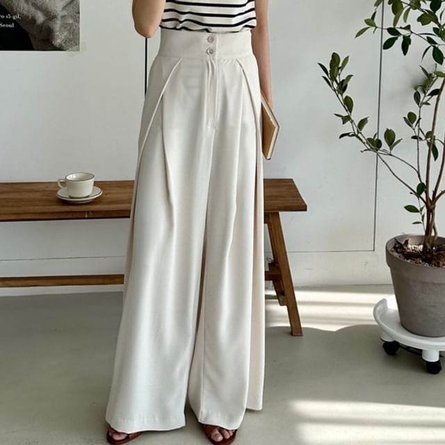 Tulstrix-High Rise Plain Wide Leg Suit Pants
