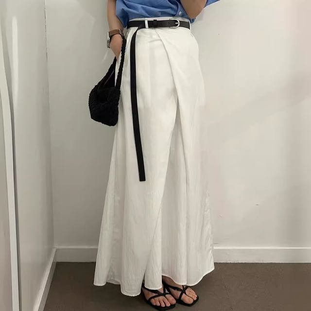 Tulstrix-High Waist Plain Maxi A-Line Skirt