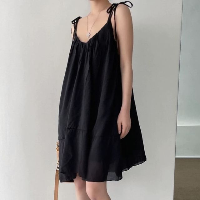 Tulstrix-Spaghetti Strap Open Back Plain Maxi A-Line Dress