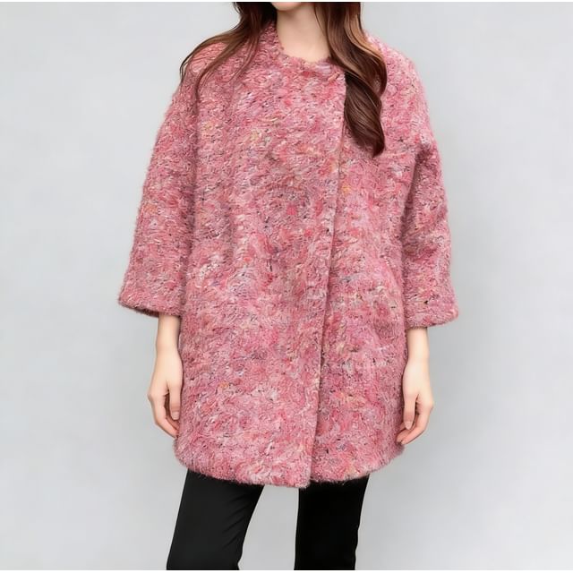 Tzarkozy-34 Sleeve Round Neck Melange Coat