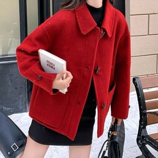 Tzarkozy-Collar Plain Toggle Jacket