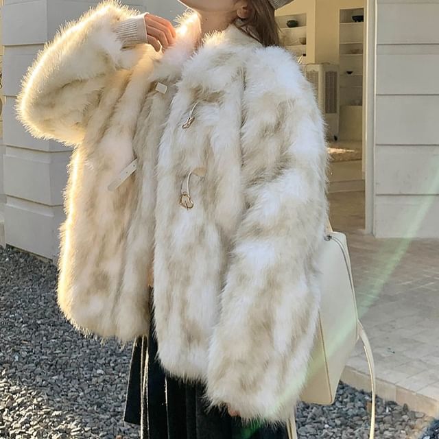 Tzarkozy-Collared Fluffy Zip Jacket