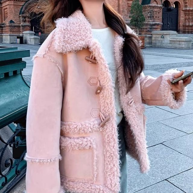 Tzarkozy-Collared Plain Fleece Lined Toggle Coat