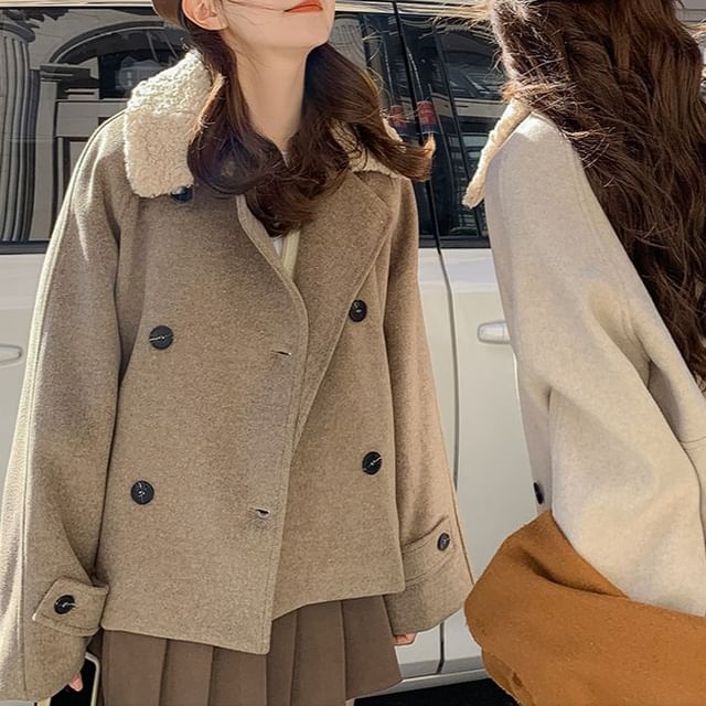 Tzarkozy-Fleece Collar Double-Breasted Jacket