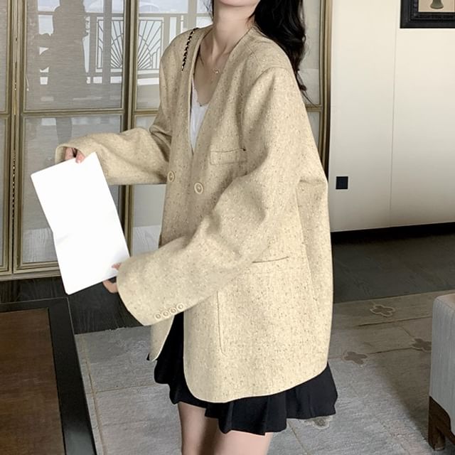Tzarkozy-Melange Double-Breasted Blazer