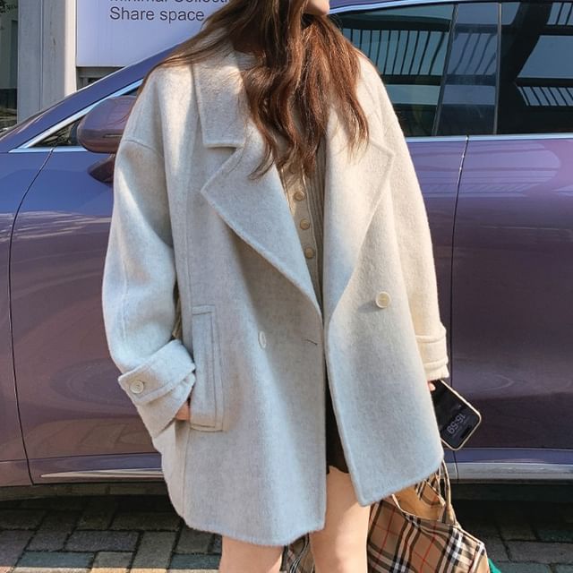 Tzarkozy-Notch Lapel Double-Breasted Plain Jacket