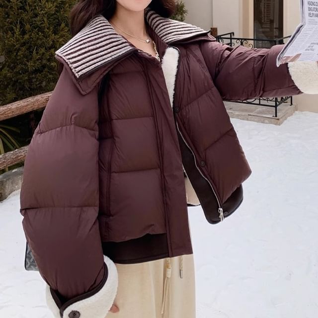 Tzarkozy-Plain Zip Puffer Jacket