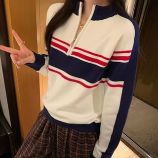 Ukiyo-Color Block Half-Zip Sweater