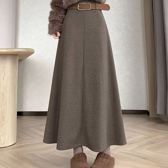 Ukiyo-High Rise Plain Midi A-Line Skirt