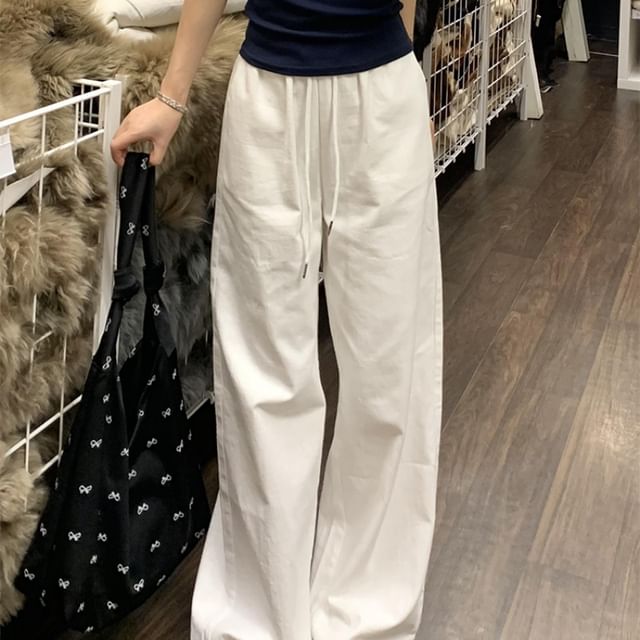 Ukiyo-High Rise Plain Wide Leg Pants