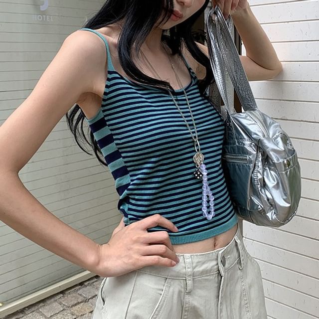 Ukiyo-Square Neck Striped Camisole Top